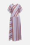 Warehouse Satin Puff Sleeve Stripe Midi Dress thumbnail 4
