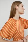 Warehouse Satin Puff Sleeve Stripe Midi Dress thumbnail 1