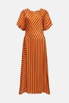 Warehouse Satin Puff Sleeve Stripe Midi Dress thumbnail 4