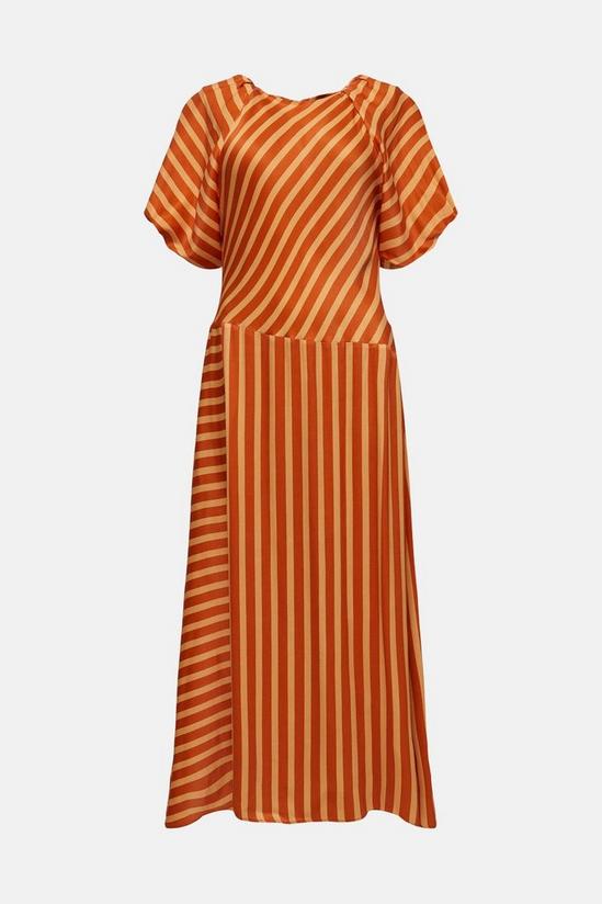 Warehouse Satin Puff Sleeve Stripe Midi Dress 4