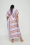Warehouse Plus Size Satin Puff Sleeve Stripe Midi Dress thumbnail 3