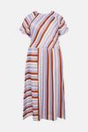 Warehouse Plus Size Satin Puff Sleeve Stripe Midi Dress thumbnail 4