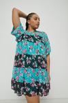 Warehouse Plus Size Mini Tiered Smock Dress In Mix Floral thumbnail 1