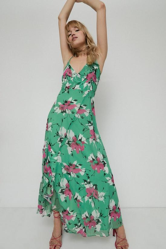 Warehouse Petite Strappy Wrap Maxi Dress In Floral 1