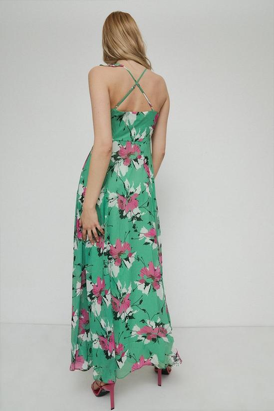 Warehouse Petite Strappy Wrap Maxi Dress In Floral 3