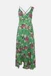 Warehouse Petite Strappy Wrap Maxi Dress In Floral thumbnail 4