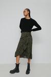 Warehouse Midi Wrap Skirt With Frill In Floral thumbnail 1
