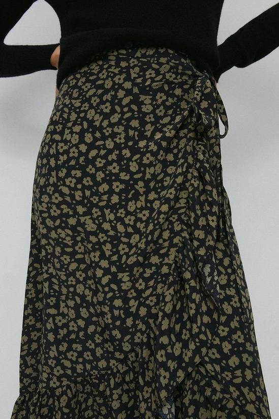 Warehouse Midi Wrap Skirt With Frill In Floral 2