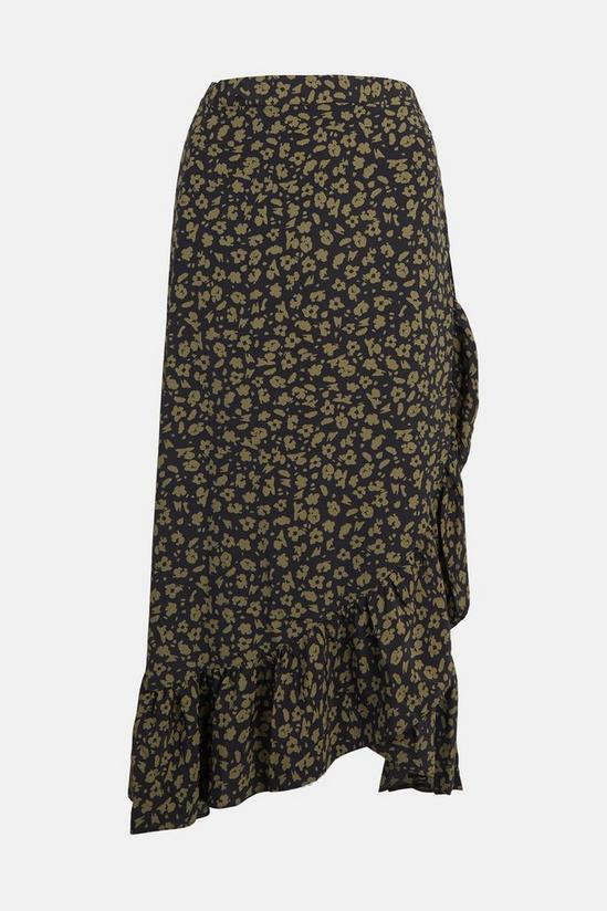 Warehouse Midi Wrap Skirt With Frill In Floral 4