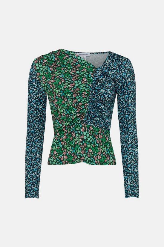 Warehouse Mixed Floral Print Ruched Front Top 4