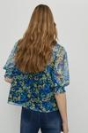 Warehouse Short Sleeve Tie Neck Blouse In Floral thumbnail 3