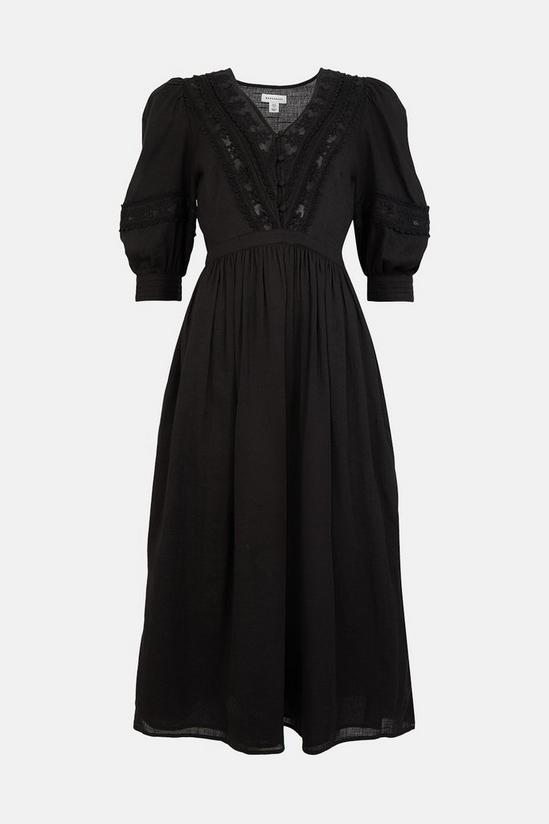 Warehouse Lace Embroidery Button Front Midi Dress 4