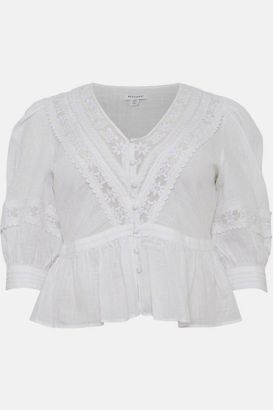 Warehouse Plus Size Lace Embroidery Button Front Blouse 4