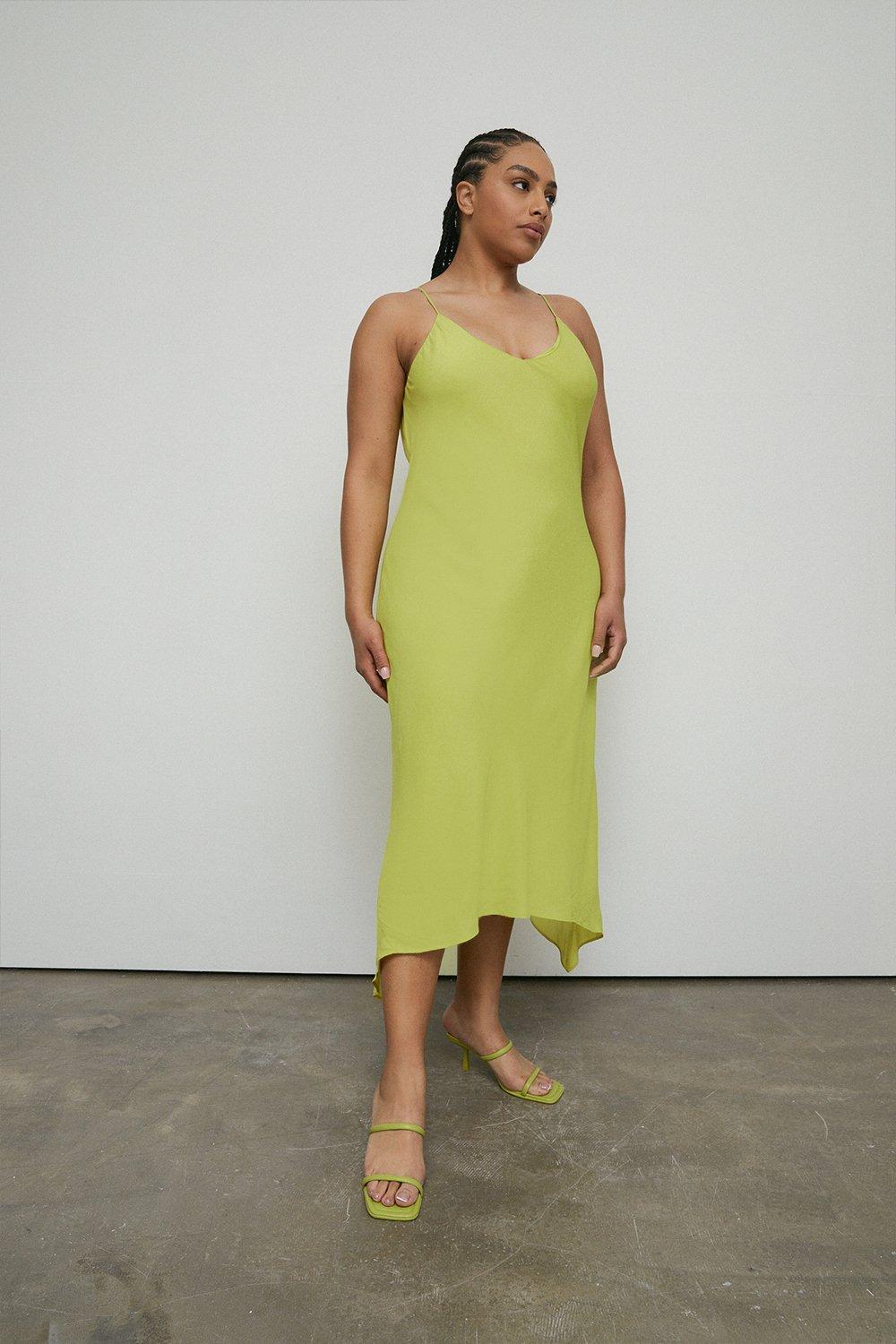 Womens Plus Size Slip Maxi Dress - lime