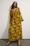Warehouse Plus Size V Neck Trim Maxi Dress In Floral thumbnail 2
