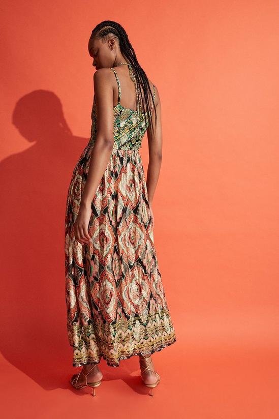Warehouse Sparkle Jacquard Border Print Midi Dress 3