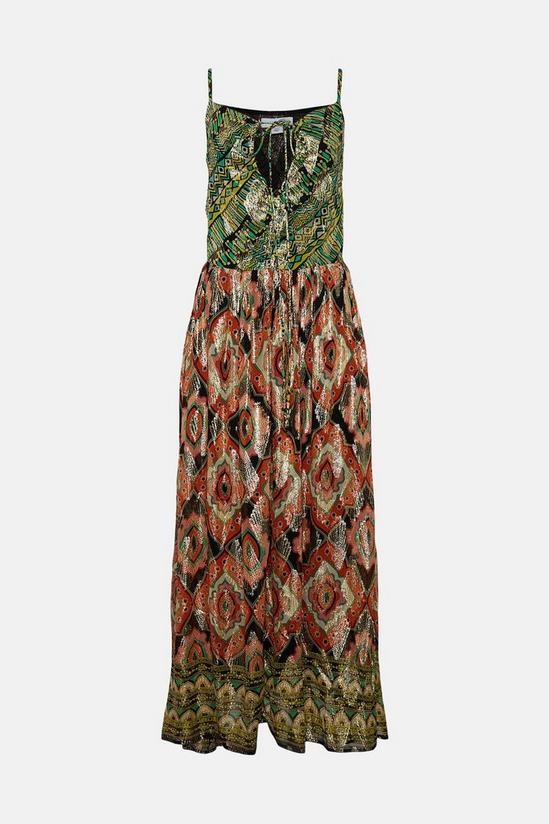 Warehouse Sparkle Jacquard Border Print Midi Dress 4