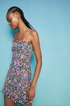 Warehouse Strappy Shirred Mini Dress In Floral thumbnail 1