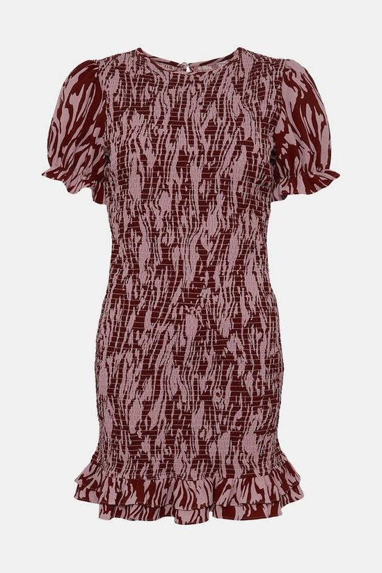 Warehouse Shirred Mini Dress In Print 4