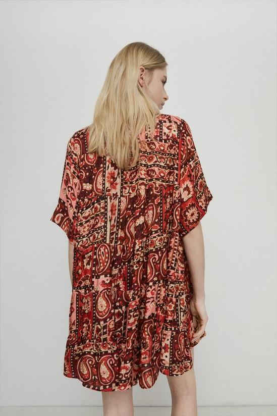 Warehouse Jacquard Smock Mini Dress In Print 3