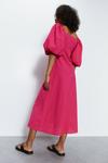 Warehouse Cotton Puff Sleeve Ruched Bodice Midi Dress thumbnail 4