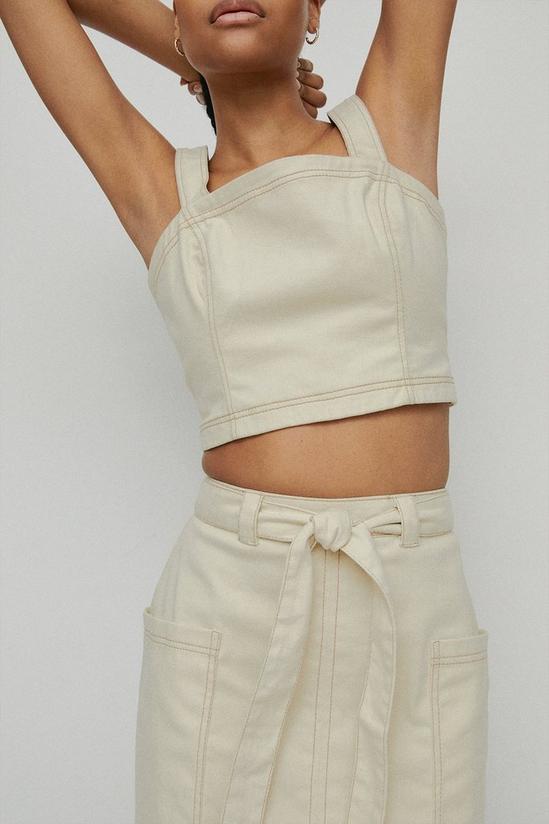 Warehouse Twill Pocket Detail Belted Midi Skirt 2