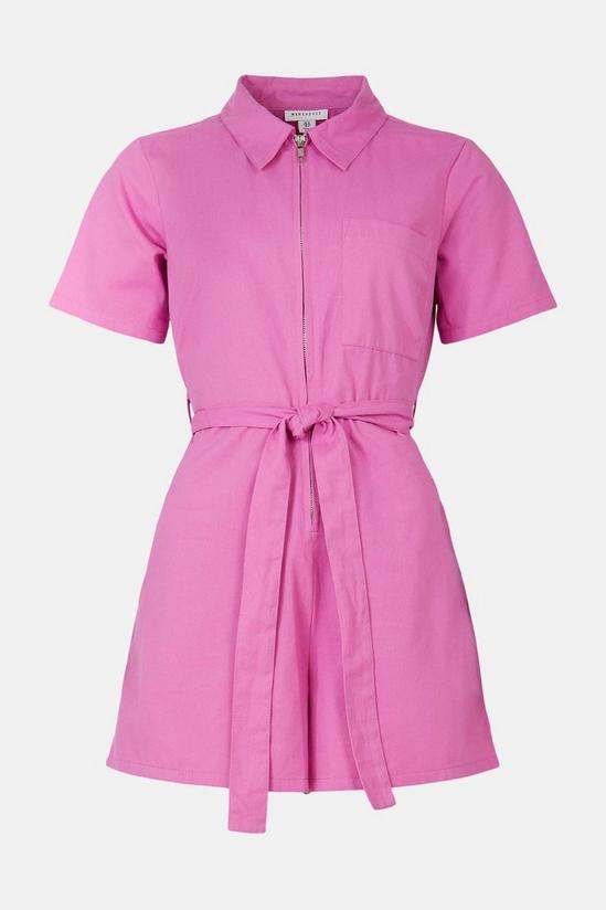 Warehouse Twill Zip Front Belted Playsuit 4