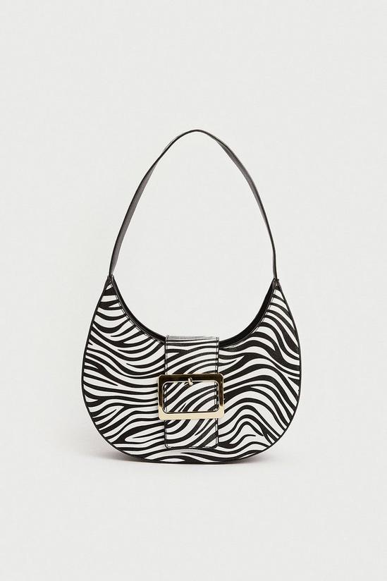Warehouse Zebra Buckle Detail Shoulder Bag 1