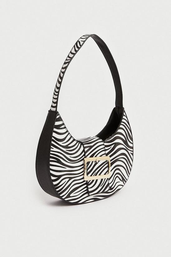 Warehouse Zebra Buckle Detail Shoulder Bag 2