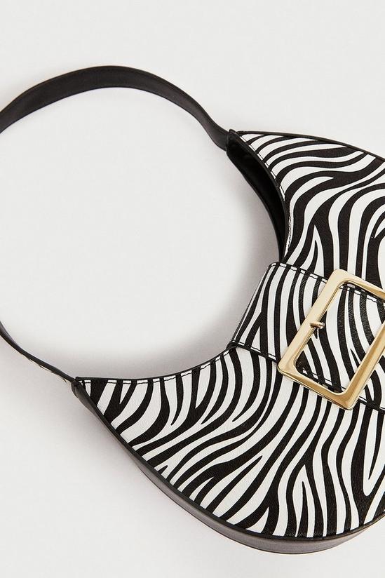Warehouse Zebra Buckle Detail Shoulder Bag 3