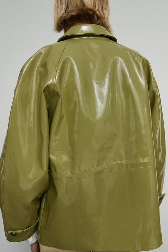 Warehouse Faux Leather Button Through Rain Coat 3
