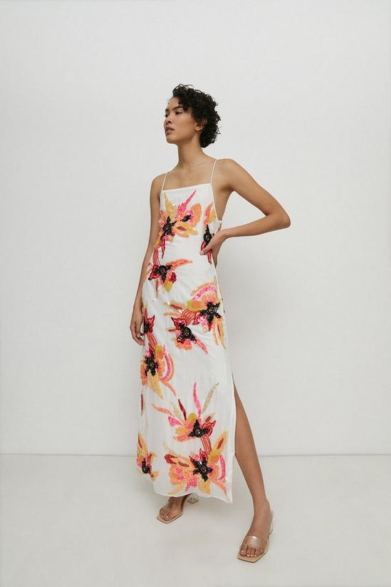 Warehouse Petite Embellished Floral Midi Slip Dress 2