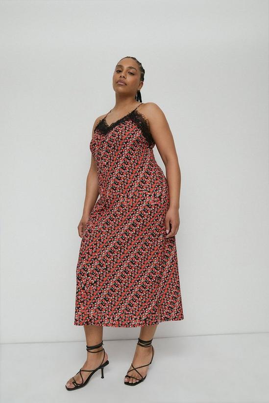 Warehouse Plus Size Printed Lace Trim Cami Dress 1