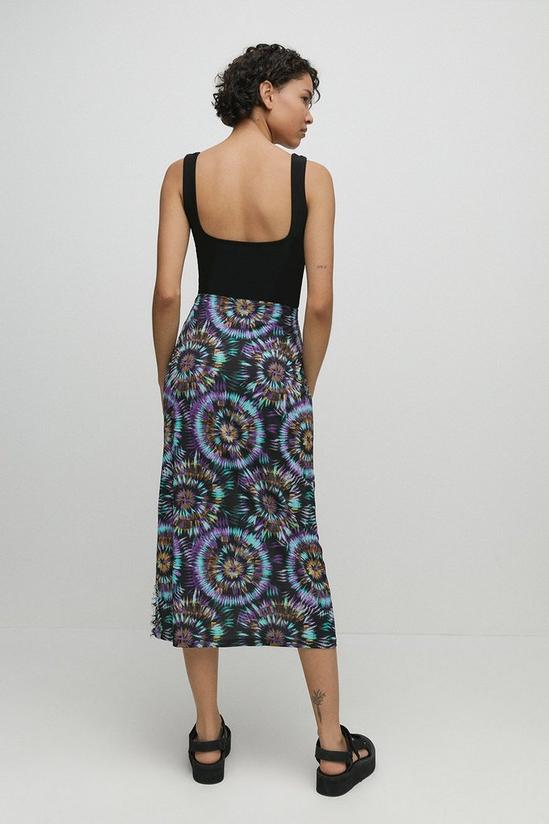 Warehouse Printed Lace Trim Midi Skirt 3