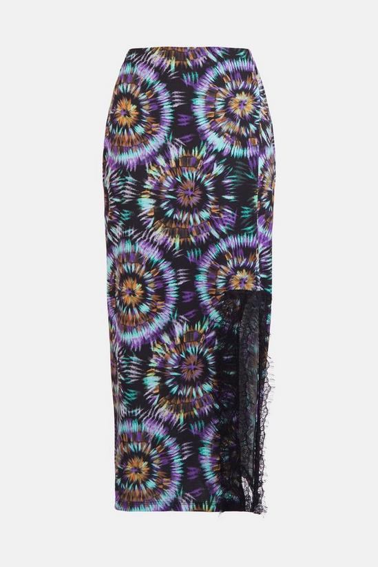 Warehouse Printed Lace Trim Midi Skirt 4