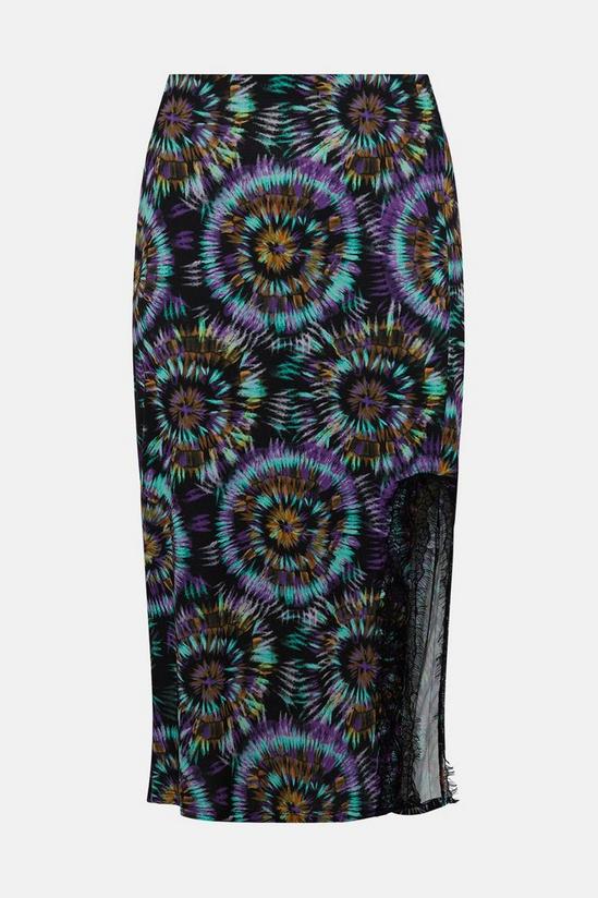 Warehouse Plus Size Printed Lace Trim Midi Skirt 4
