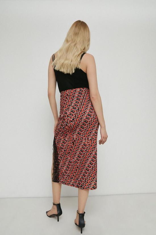 Warehouse Petite Printed Lace Trim Midi Skirt 3