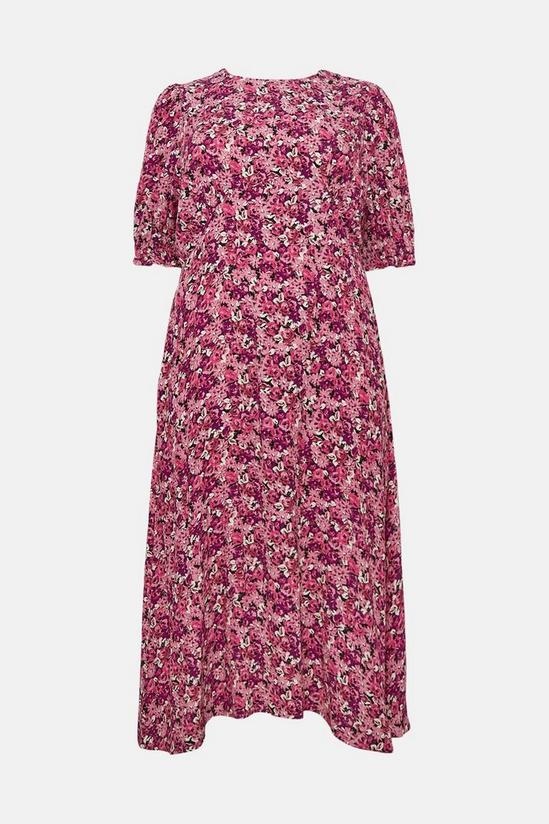 Warehouse Plus Size Shirred Cuff Midi Dress In Floral 4
