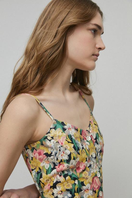 Warehouse Petite Floral Button Through Cami Midi Dress 2