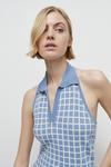 Warehouse Premium Knit Check Jacquard Dress thumbnail 1