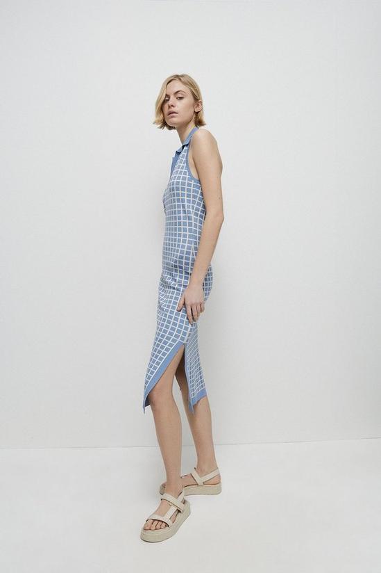 Warehouse Premium Knit Check Jacquard Dress 2