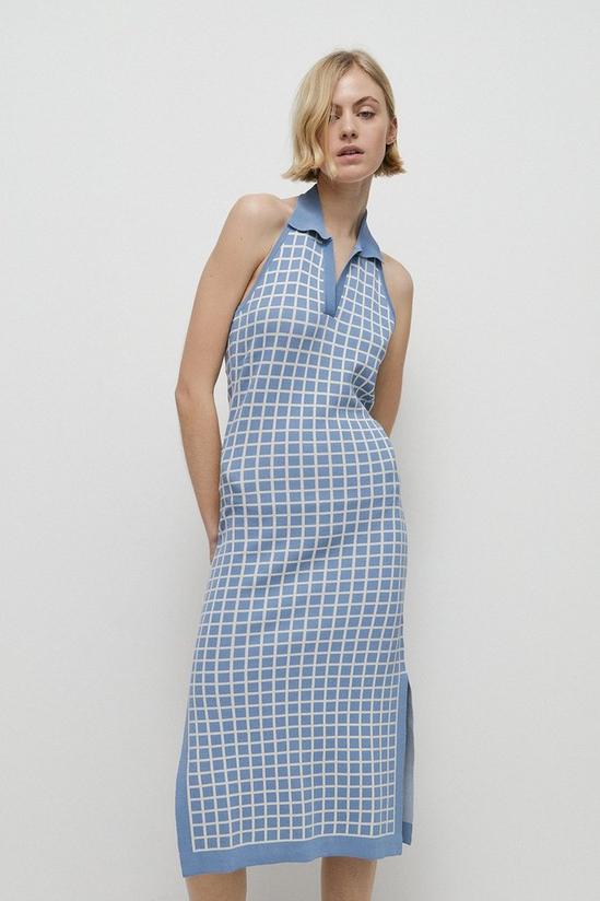 Warehouse Premium Knit Check Jacquard Dress 4
