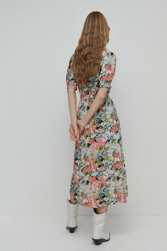 Warehouse Short Sleeve Wrap Midi Dress In Floral 3