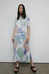 Warehouse Satin Pleated Midi Dress In Print thumbnail 1