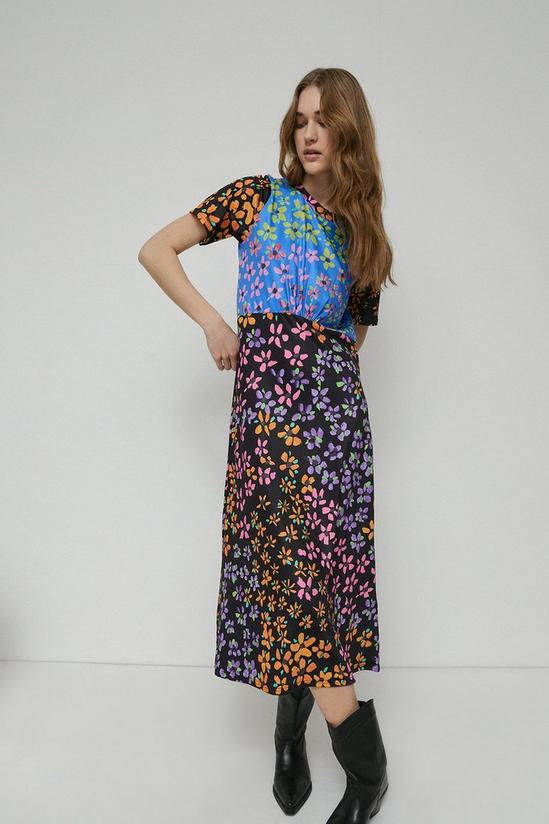Warehouse Mixed Floral Print Midi Dress 1