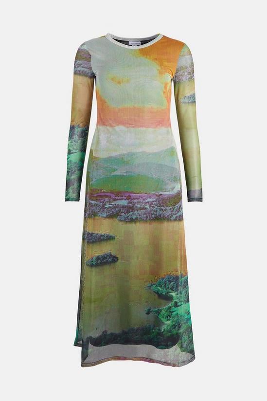 Warehouse Petite Scenic Print Mesh Dress 4