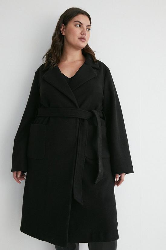 Warehouse Plus Size Wrap Front Belted Coat 1