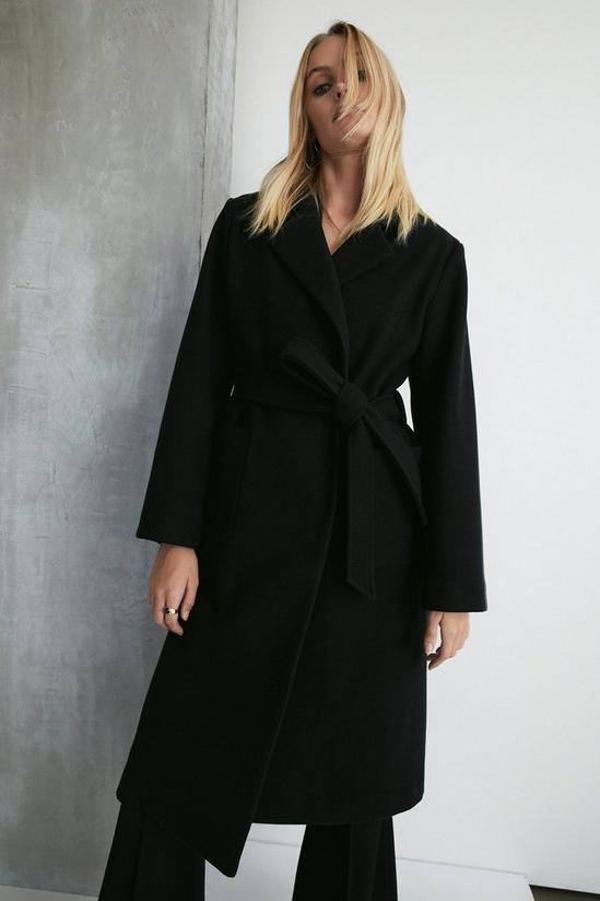Warehouse Petite Wrap Front Belted Coat 2