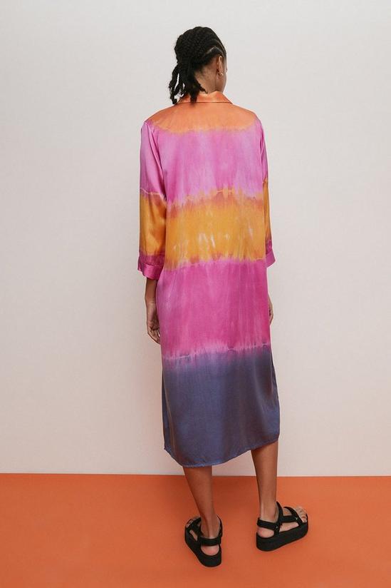 Warehouse Silk Tie Dye Midi Shirt Dress 3
