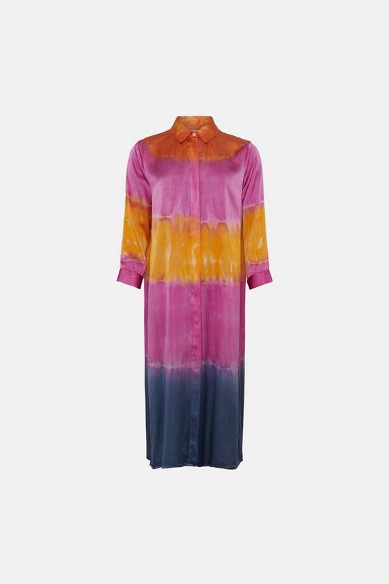 Warehouse Silk Tie Dye Midi Shirt Dress 4